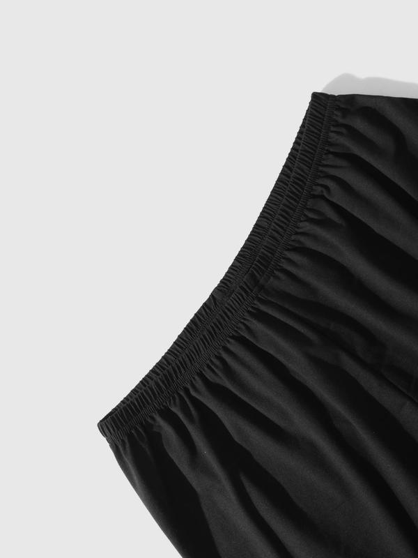 Men's Solid Basic Elastic Waist Shorts, Regular Fit Casual Straight Leg Shorts, Summer Wear, Men's Sleepwear for Daily Wear