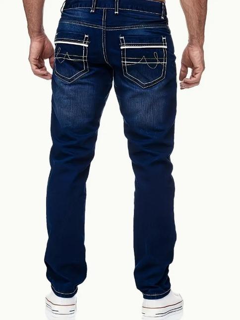 Men's Comfy Street Style Distressed Denim Pants With Pockets