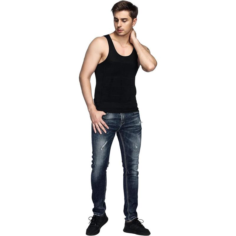 Mens 5 Pack Body Shaper Slimming Tummy Vest Thermal Compression Shirt Tank Top Shapewear