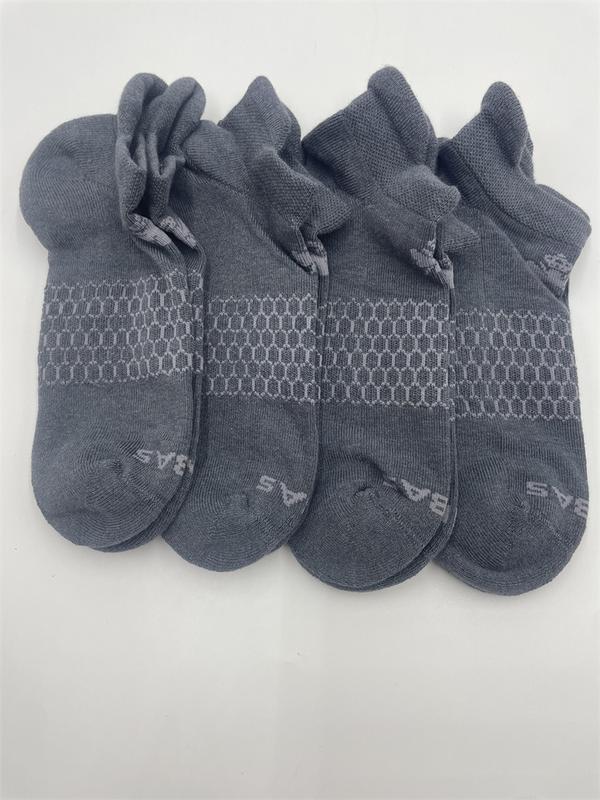 4 Pairs Bombas Honeycomb Men Women's Gray Ankle Sock Size L