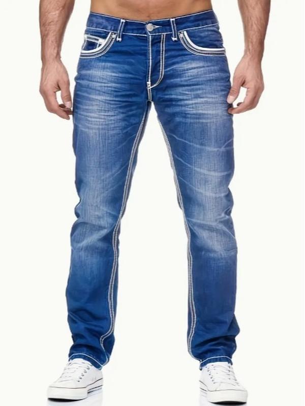 Men's Comfy Street Style Distressed Denim Pants With Pockets