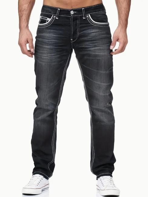 Men's Comfy Street Style Distressed Denim Pants With Pockets