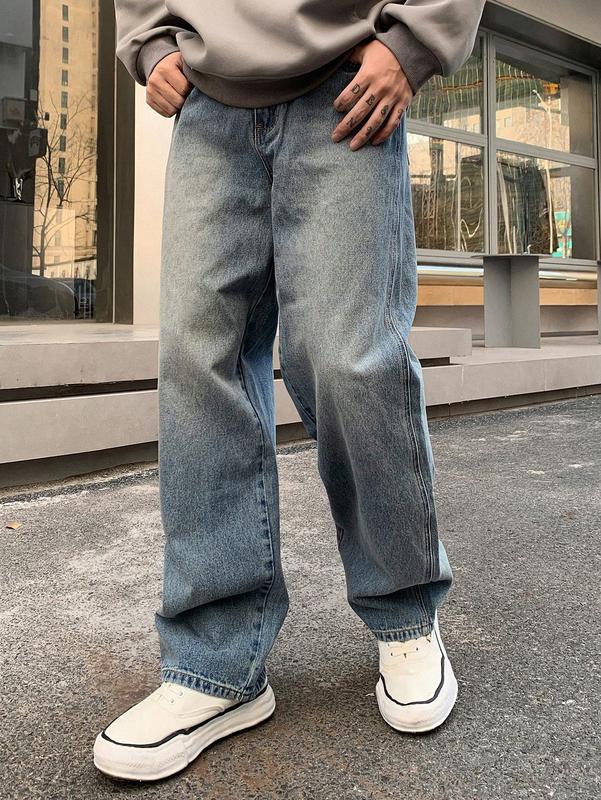 Men's Streetwear Straight & Loose Fit Jeans