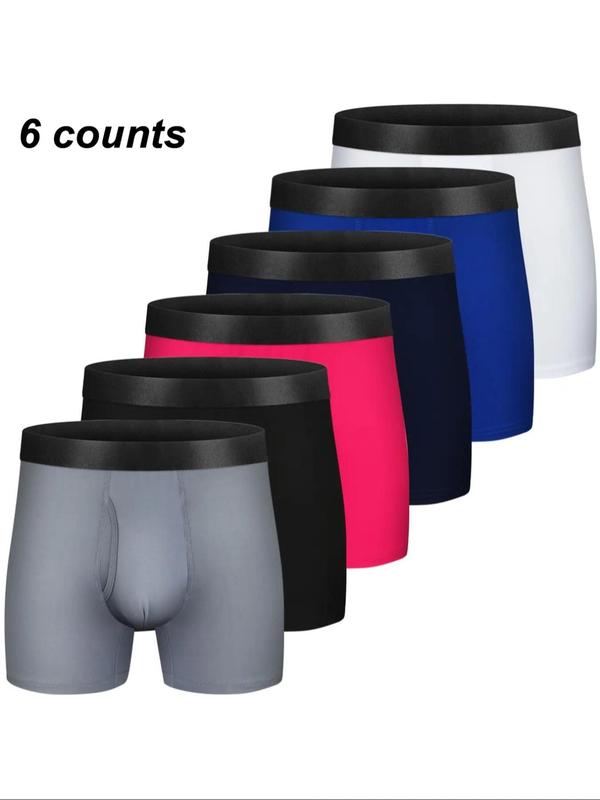 5 6 10 Counts, Men's Solid Color Letter Tape Boxer Brief, Casual Comfy Breathable Moisture Absorption Opening Crotch Underwear for Daily Wear, Mens Underwear for All Seasons