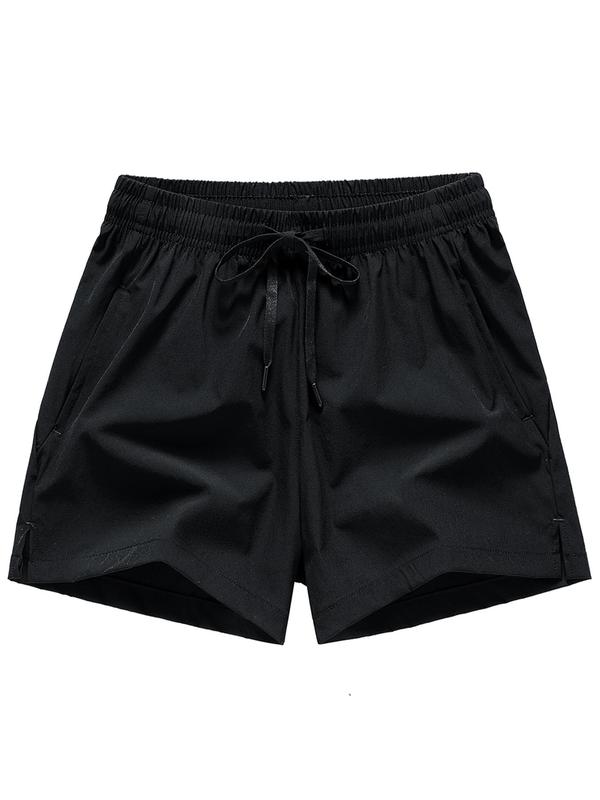 Men's Regular Fit Solid Drawstring Waist Track Shorts, Back To School Summer Outfits, Shorts for Men, Casual Streetwear Elastic Waist Pocket Shorts for Daily Wear,  Mens Shorts Woven Bottoms for All Seasons