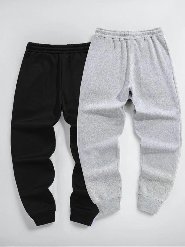 Men's Solid Drawstring Waist Sweatpants, Casual Comfy Regular Fit Jogger Pants for Spring & Fall, Men's Trousers for Daily Wear