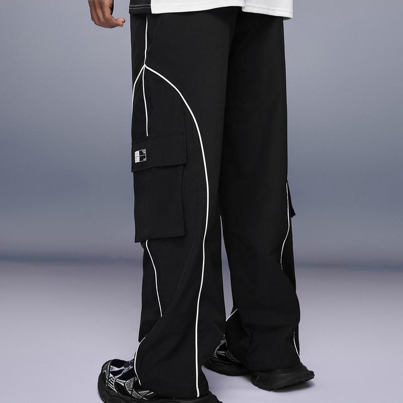 Cargo Track Pants Drawstring Elastic Waist Flap Pockets Hip Hop Baggy Harem Pants