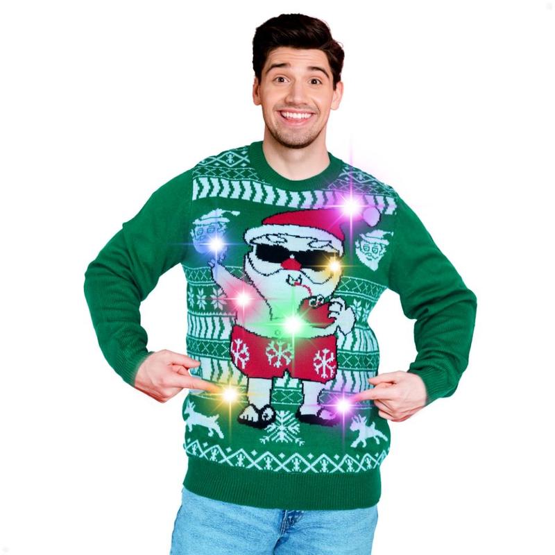 Wadaheck LED Ugly Christmas Sweater - Light Up, Novelty Long Sleeve, Funny Knitted Sweaters for Men Women Festive Menswear