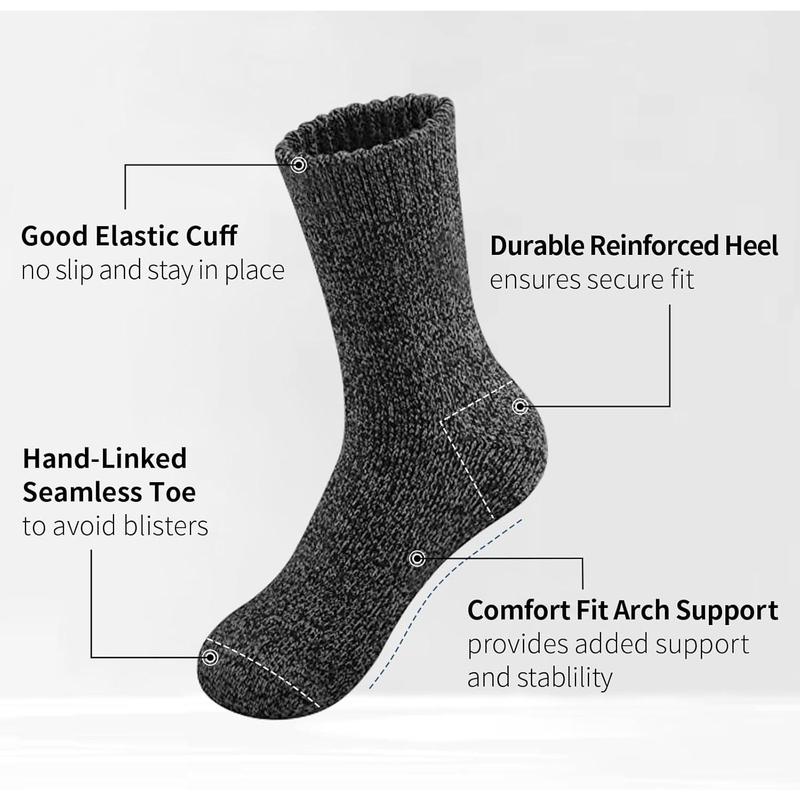 5 Pairs  Socks Mens, Thick Warm Winter Socks, Soft  Hiking Socks, Casual Crew Socks for Men