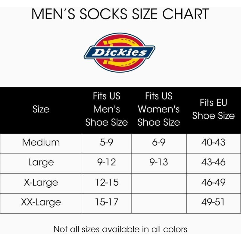 Dickies Men's Dri-Tech Essential Moisture Control Crew Socks, Available in M-XXL (6, 12 Pairs)