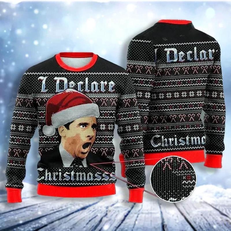 I Declare Christmas Ugly Sweater, The Office Michael Scott Sweater, Holiday Sweater, Tv Show Shirt, Movie Christmas Sweater