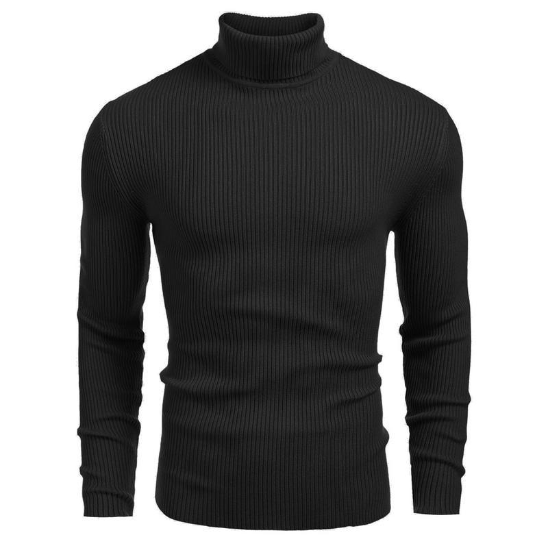 Coofandy Men's Knitted Ribbed Turtleneck HighNeck Slim Fit Basic Sweater - Best Choice inWinter Casual Fabric Knitwear Menswear SoftJacket Jeans Long Outdoor Pullover Suit LongSleeve Thick