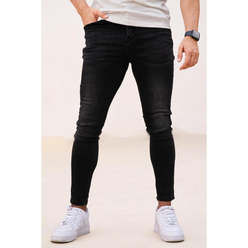 Men's Skinny Jeans Stretch Ripped Tapered Leg