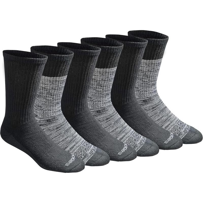 Dickies Men's Dri-Tech Essential Moisture Control Crew Socks, Available in M-XXL (6, 12 Pairs)