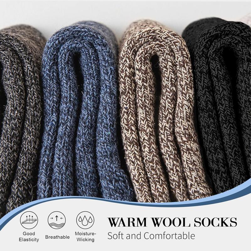 5 Pairs  Socks Mens, Thick Warm Winter Socks, Soft  Hiking Socks, Casual Crew Socks for Men