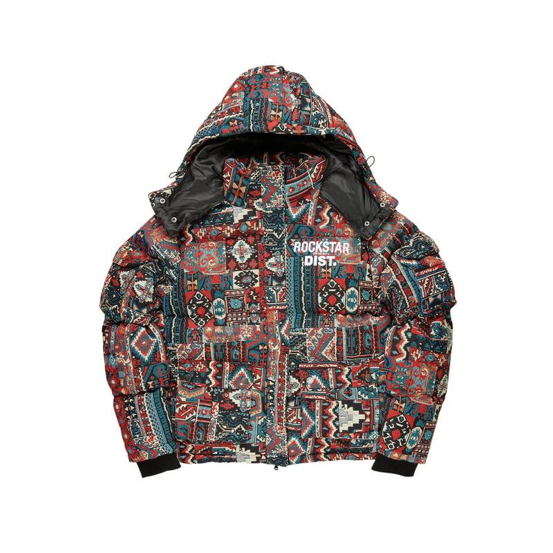 Nard Red Multi Tapestry Puffer Jacket