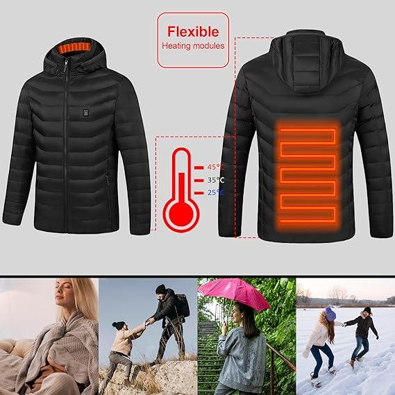 Men's Smart Heating Jacket - USB Powered, 3 Adjustable Temperature Settings, Hooded Winter Coat for Outdoor Activities winter jacket softshell jacket