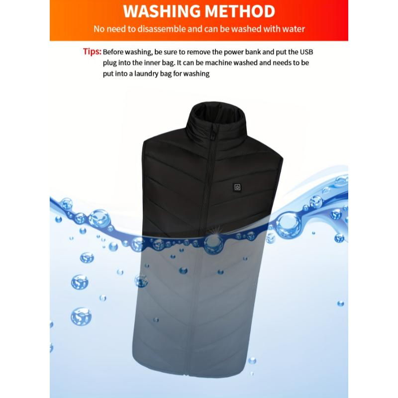 Men's USB-Rechargeable Heated Vest - Smart Electric Heating, Adjustable Temperature, Sleeveless Jacket for Winter Outdoor Activities (Battery Pack Not Included)