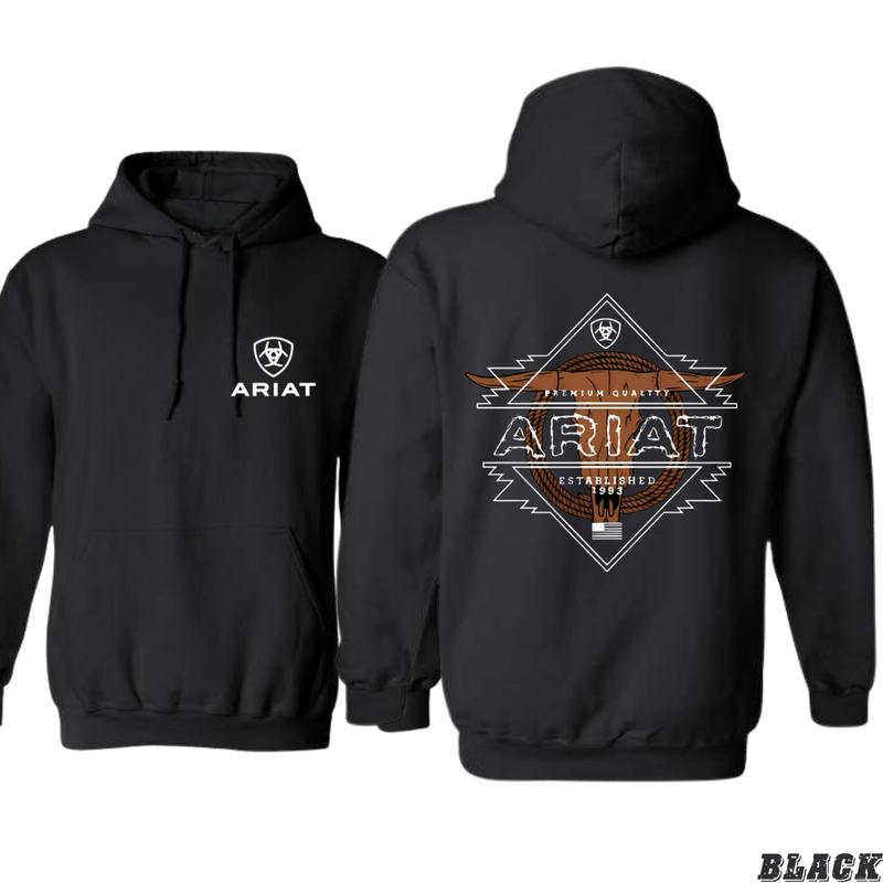 Men's Western Heritage Hoodie with Unique Ariat Graphic and Rustic Details - Pullover, Tops