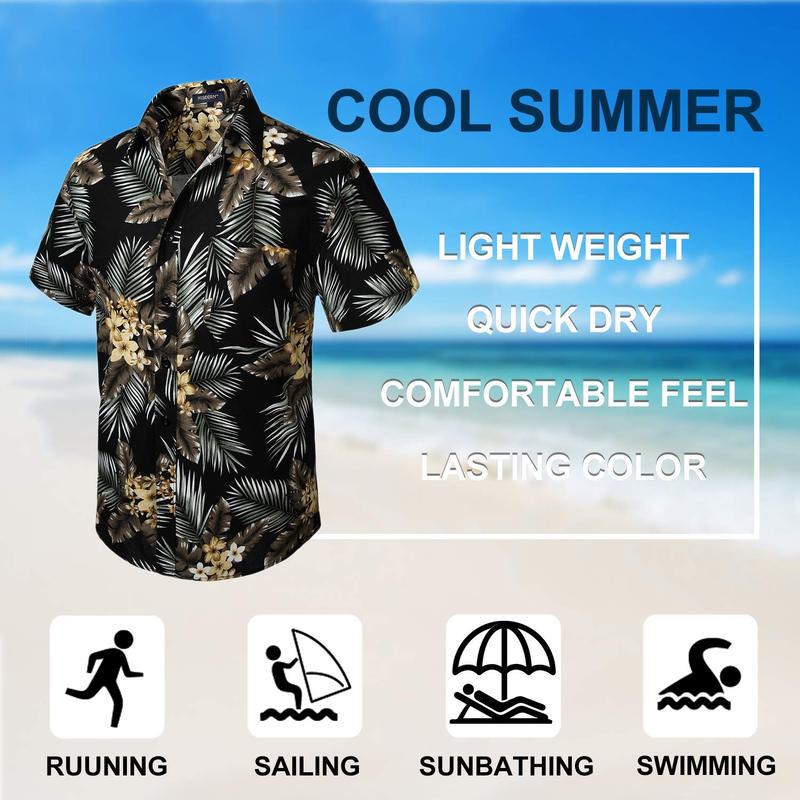 Hawaiian Shirt for Men Short Sleeve Button Down Shirt Men Casual Summer Tropical Beach Aloha Shirts for Men Hawaii Party Menswear Top Menswear Top