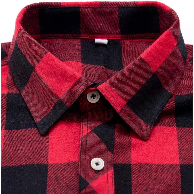 & Men's button down regular fit plaid flannel casual shirts