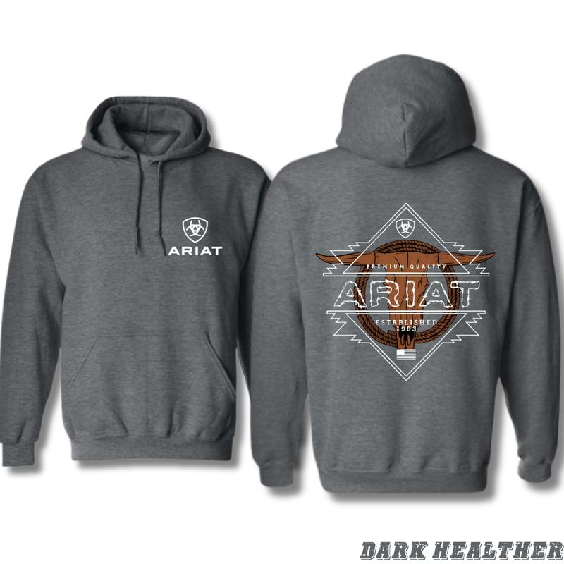 Men's Western Heritage Hoodie with Unique Ariat Graphic and Rustic Details - Pullover, Tops