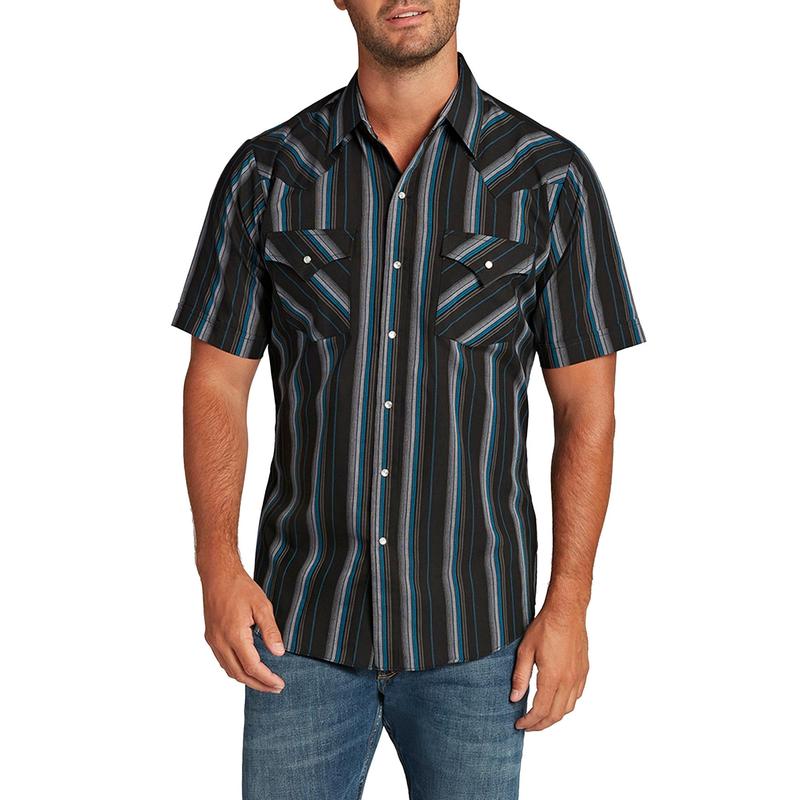 Men's Ely Cattleman Short Sleeve Stripe Western Snap Shirt