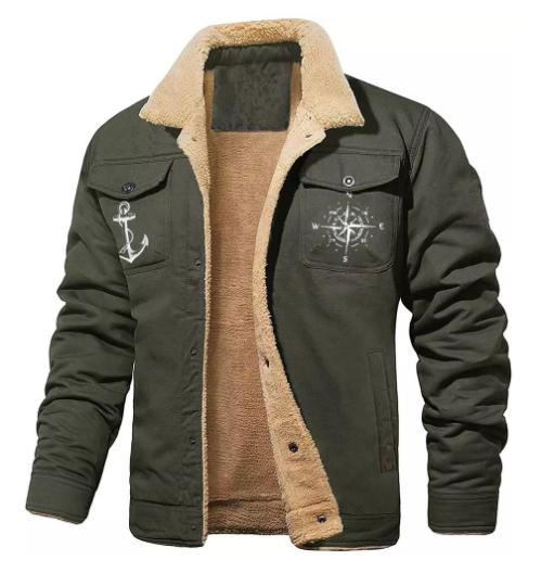 Men's Retro Western Winter Fleece Jacket | Warm Lined Trucker Jacket with Multi-Pockets