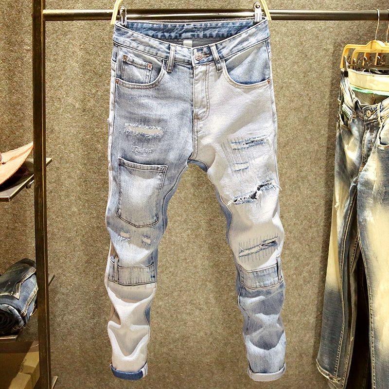 2023 Spring and Autumn New Men's Classic Fashion Trend Ripped Jeans Men's Casual Elastic Comfortable High-Quality Trousers 28-36