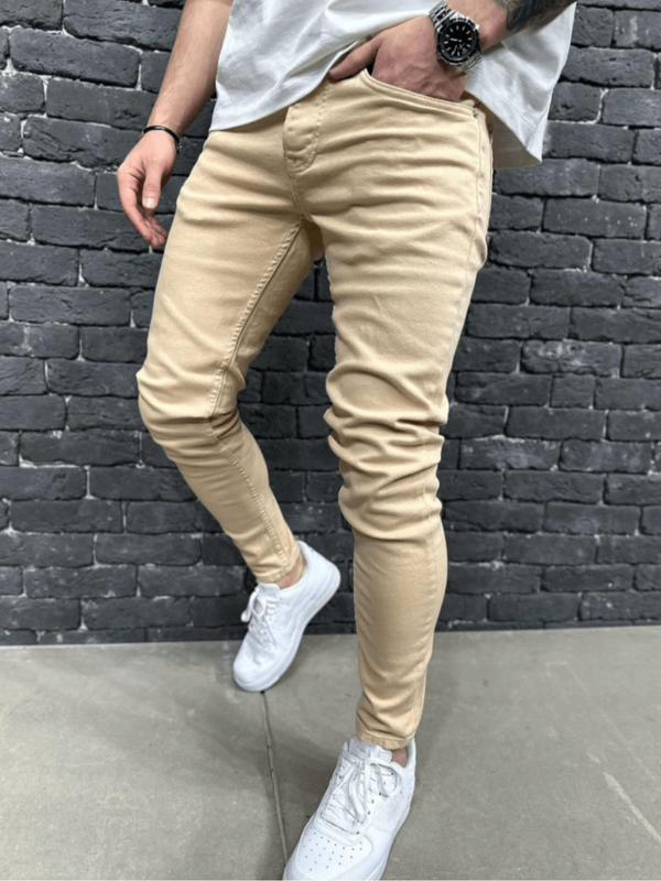 Men's Solid Pocket Skinny Jeans,  Casual Comfy Denim Pants for Daily Wear, Fashion Men's Bottoms for All Seasons