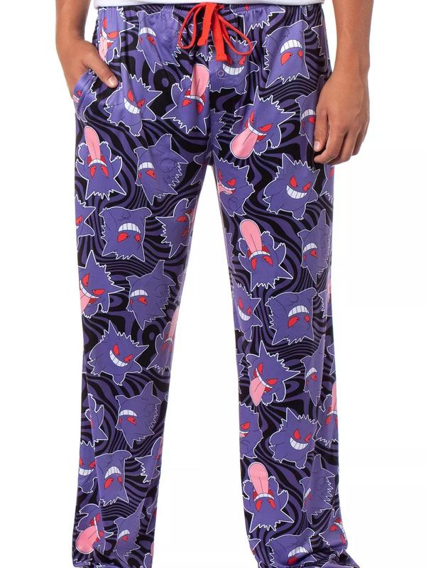 Pokemon Men's AOP Gengar Swirl Sleep Lounge Adjustable Waist Pajama Pants