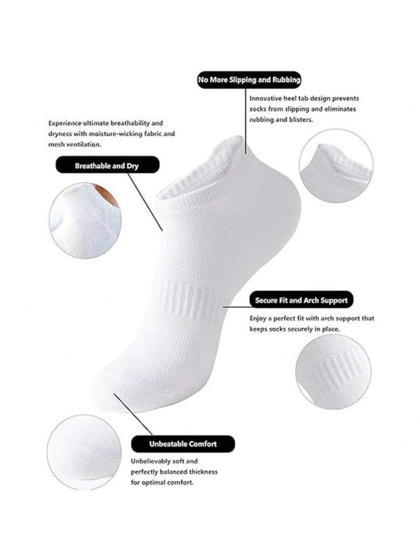 Men's Solid Color Simple Ankle Socks, Casual Moisture Wicking Socks, Soft Comfy Breathable Socks for All Seasons Daily Wear