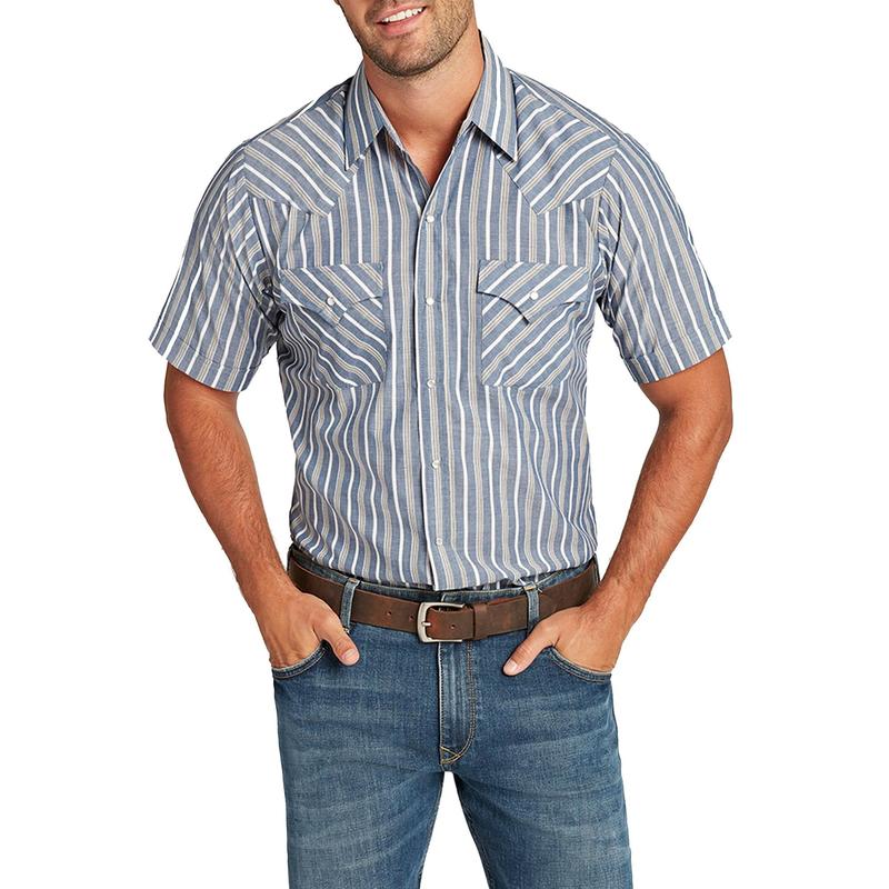 Men's Ely Cattleman Short Sleeve Stripe Western Snap Shirt