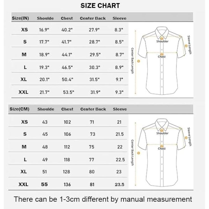 Men’s Muscle Fit Dress Shirts Athletic Slim Fit Short Sleeve Stretch Casual Button Down Shirt