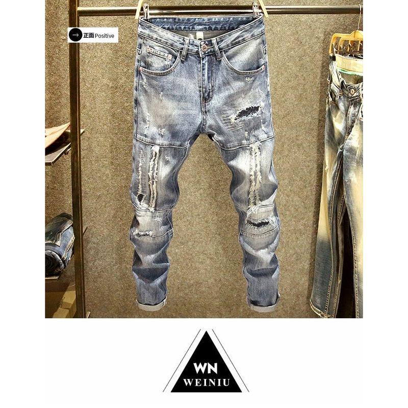 2023 Spring and Autumn New Men's Classic Fashion Trend Ripped Jeans Men's Casual Elastic Comfortable High-Quality Trousers 28-36