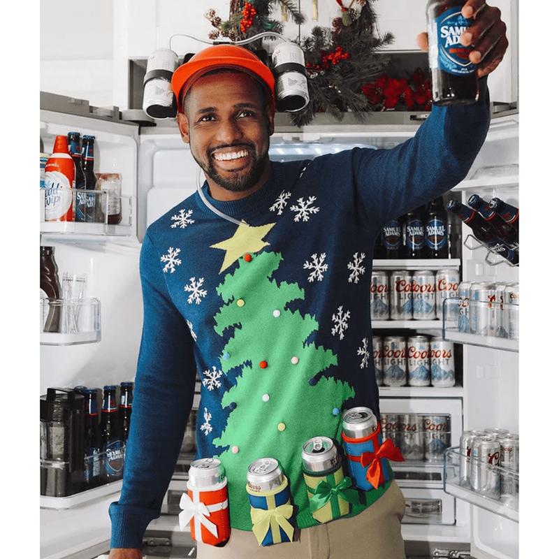 Men's Christmas Tree with Beer Holsters Ugly Christmas Sweater