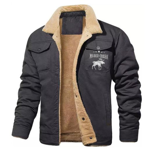 Men's Retro Western Winter Fleece Jacket | Warm Lined Trucker Jacket with Multi-Pockets