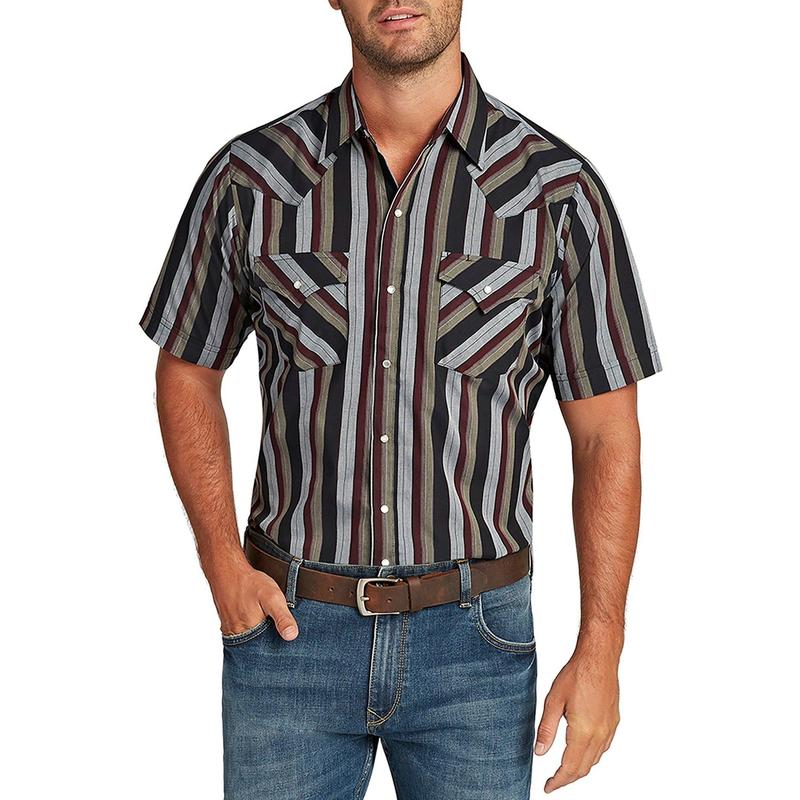 Men's Ely Cattleman Short Sleeve Stripe Western Snap Shirt