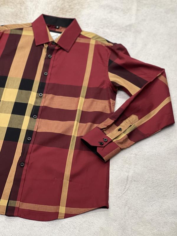 Long Sleeve Checkers Burgundy