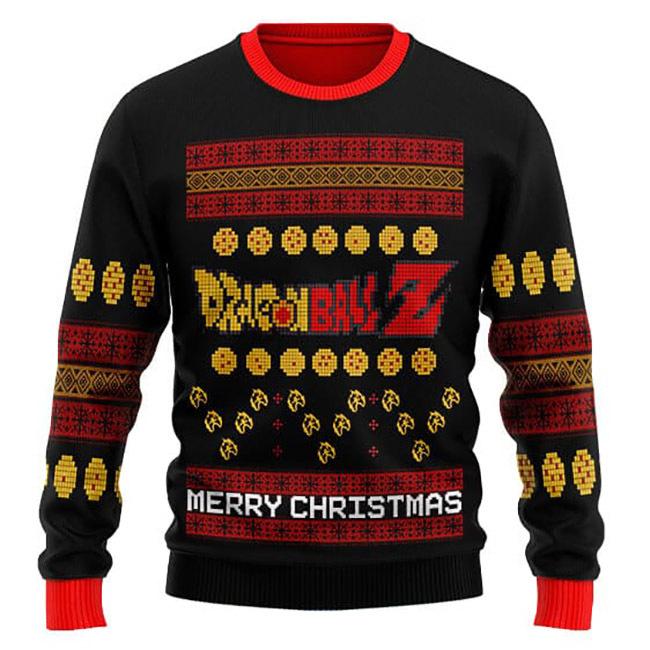 [Gifnestbuys] - Cool Dragon Ball Z Logo Ugly Christmas Black Sweater P0E0V