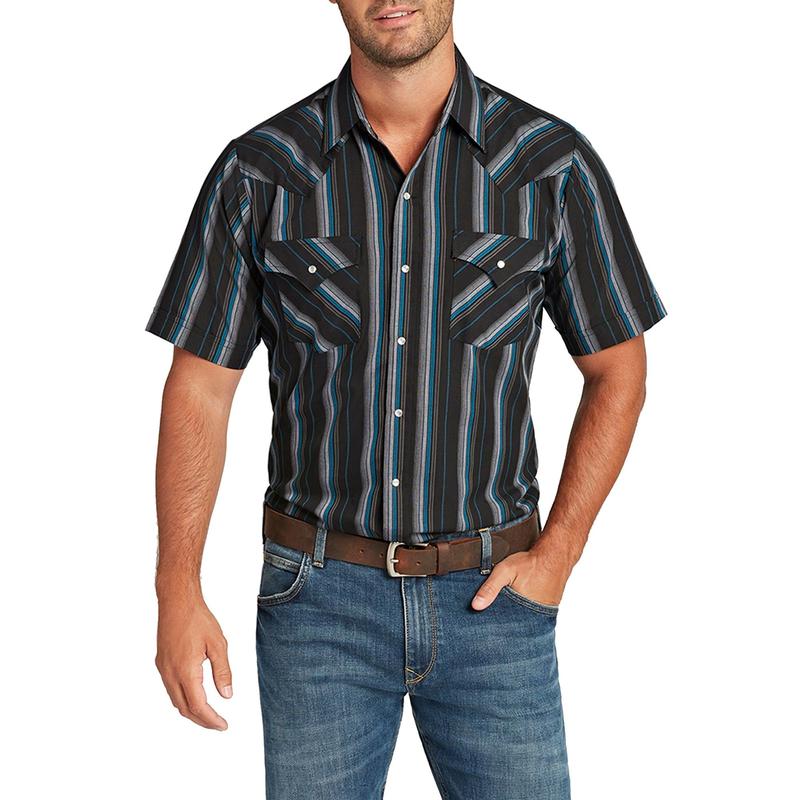 Men's Ely Cattleman Short Sleeve Stripe Western Snap Shirt