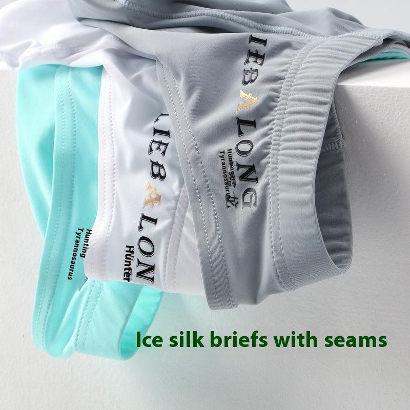 Ice Silk Briefs Men's Low Waist Sexy Men's Underwear Thin Exciting Pouch Shorts